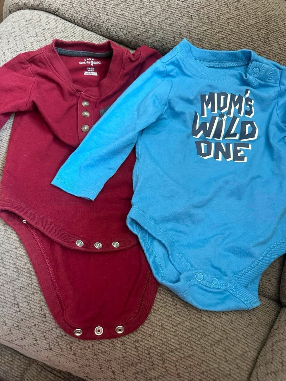 Carter's Blue 'Mom's Wild One' Long-Sleeve One-Piece